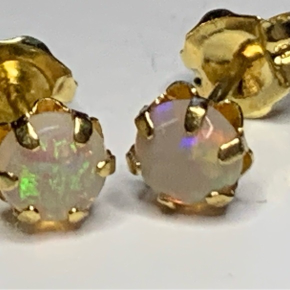 14kt Gold Opal, Diamond and Pink CZ Stud Earrings Set. Beautiful 😍 - Picture 2 of 10